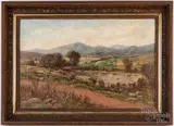 landscape with a country road beside a stream by Daniel Folger Bigelow, oil on canvas, sold Jul 2022