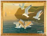 of seagulls by Truman Edmund Fassett, oil on canvas, sold May 2022