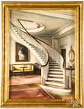 of a colonial stairway by Grace Thorpe Gemberling Keast, oil on canvas, sold May 2022