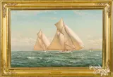 yacht race by Richard Loud, oil on canvas, sold Apr 2022