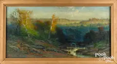 landscape with river by Christopher Shearer, oil on canvas, sold Apr 2022