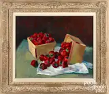 still life with strawberries by Antonio Martino, oil on canvas, sold Apr 2022