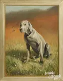 of a seated hunting dog by Barclay Rubincam, pastel, sold Apr 2022