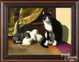 of a cat and three kittens by James Henry Beard, oil on canvas, sold Apr 2022