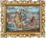 of horses by Felix Varlamishvili, mixed media, sold Apr 2022