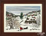 winter landscape by Hattie Klapp Brunner, watercolor and gouache, sold Apr 2022