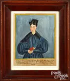portraits of Jacob (1807-1881)and Elisabeth (1811-1881) Schoch of Berks County by Jacob Maentel, watercolor, sold Apr 2022