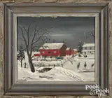 winter landscape by David Y. Ellinger, oil on canvas, sold Apr 2022