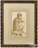 drawing of a standing gentleman holding a shell by Bartolomé Esteban Murillo, ink, sold Apr 2022