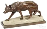 and marble sculpture The Wolf in the Snow by Charles Valton, bronze, sold Apr 2022