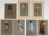 ATTRIBUTED, ORIGINAL ILLUSTRATIONS, LOT OF SEVEN by Thomas Speiden Culverwell, charcoal/pastel on paper, sold Aug 2023
