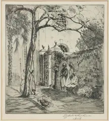 SPRINGTIME IN CHARLESTON CHARLESTON PRINT by Elizabeth O'Neill Verner, lithograph on paper, sold Aug 2023