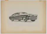 ATTRIBUTED, ORIGINAL AUTOMOTIVE CONCEPT DRAWING by John Orfe, pencil on paper, sold Aug 2023