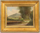 MASSACHUSETTS LANDSCAPE PAINTING by D.A. Fisher, oil on board, sold Jun 2023