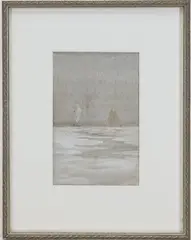 Two Ships Sail in Distance by Kenyon Cox, Watercolor, sold Sep 2025