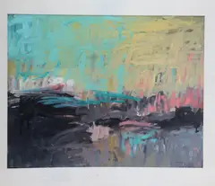 Abstract Landscape by Louis Tavelli, Oil on paper, sold Oct 2025