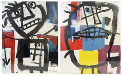 Faces by Louis Tavelli, Oil on paper and mixed media, sold Nov 2025