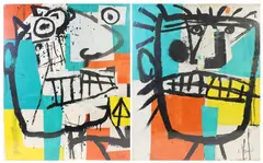 Faces by Louis Tavelli, Oil on paper and mixed media, sold Nov 2025