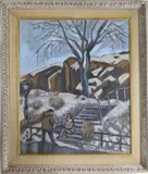 Steps Near Wellman Rink, Central Park by Frederick Childs, Oil on canvas "Steps Near Wellman Rink, sold Nov 2025