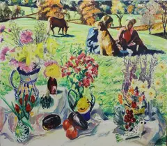 Country Picnic by John Gwinn, Oil on canvas, sold Nov 2025