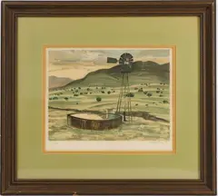 Windmill and Well by Peter Hurd, Lithograph, sold Nov 2025
