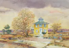 Yellow House by John Brock Lear, Jr., Watercolor, sold Dec 2025