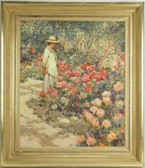 Edge of Garden by Laurence A. Campbell, Oil on canvas, sold Dec 2025
