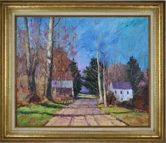Road in Autumn by Ray Overpeck, Oil on board, sold Dec 2025