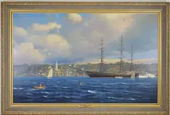 Sea Serpent at Newport by Stan Stokes, Oil on canvas, sold Dec 2025