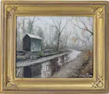 Centerbridge Along the Canal by Christopher G. Willett, Oil on canvas, sold Dec 2025