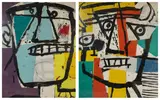 Faces by Louis Tavelli, Oil on paper and mixed media, sold Dec 2025