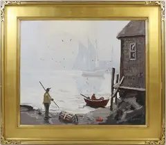 Coming In by Melville F. Stark, Oil on board, sold Dec 2025