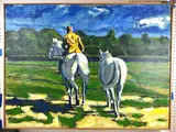 Morning Exercises by John Gwinn, Oil on treated canvas "Morning Exercises", sold Feb 2026