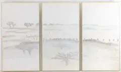 Nantucket Moors by Richard Kemble, Mixed media triptych, sold Feb 2026
