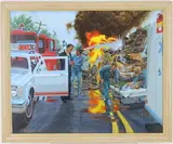 The Accident by Taylor Oughton, Acrylic on board, sold Feb 2026