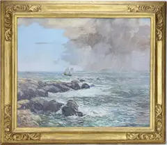 Maine Squall by Edward Willis Redfield, oil on canvas, sold Mar 2026