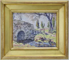 Center Bridge by Kenneth R. Nunamaker, Oil on board, sold Mar 2026