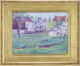 Old Dutch Farm, May 1933 Grey Day by Maude Drein Bryant, Oil on board, sold Mar 2026