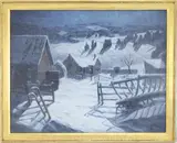 Farm in Winter by Bernard Badura, Oil on canvas, sold Mar 2026