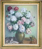 Peonies by Mildred S. Gehman, Oil on canvas, sold Mar 2026