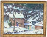 House on the Band, Buckingham, Bucks County, Pa by Christopher G. Willett, Oil on board, sold Mar 2026