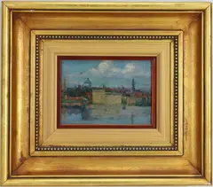 Norristown Along the River by Frederick Wagner, Oil on board, sold Mar 2026