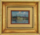 Norristown Along the River by Frederick Wagner, Oil on board, sold Mar 2026
