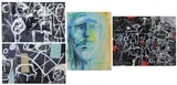 Indigenous Peoples Cave Art on Paper by Louis Tavelli, Oil on paper and mixed media/collage, sold Apr 2026