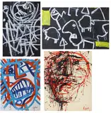 Indigenous Peoples Cave Art on Paper by Louis Tavelli, Oil on paper and mixed media/collage, sold Apr 2026