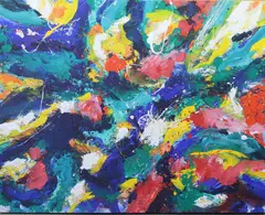 Untitled by John Gwinn, Oil on treated canvas on wood "Symphony in Green, sold Apr 2026