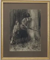 Untitled by Emlen McConnell, Charcoal sketch used as illustration in Saturday Evening Post, sold May 2026