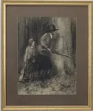 Untitled by Emlen McConnell, Charcoal sketch used as illustration in Saturday Evening Post, sold May 2026