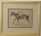 Untitled by Charles Hargens, Pencil/graphite sketch of two burros, sold May 2026