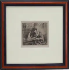 Book Worm by Frederick Harer, Etching "Book Worm", sold May 2026
